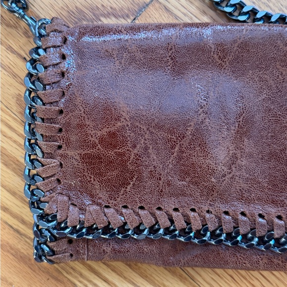 Italian Brown Leather Crossbody Bag/Clutch with Chains - Picture 3 of 9